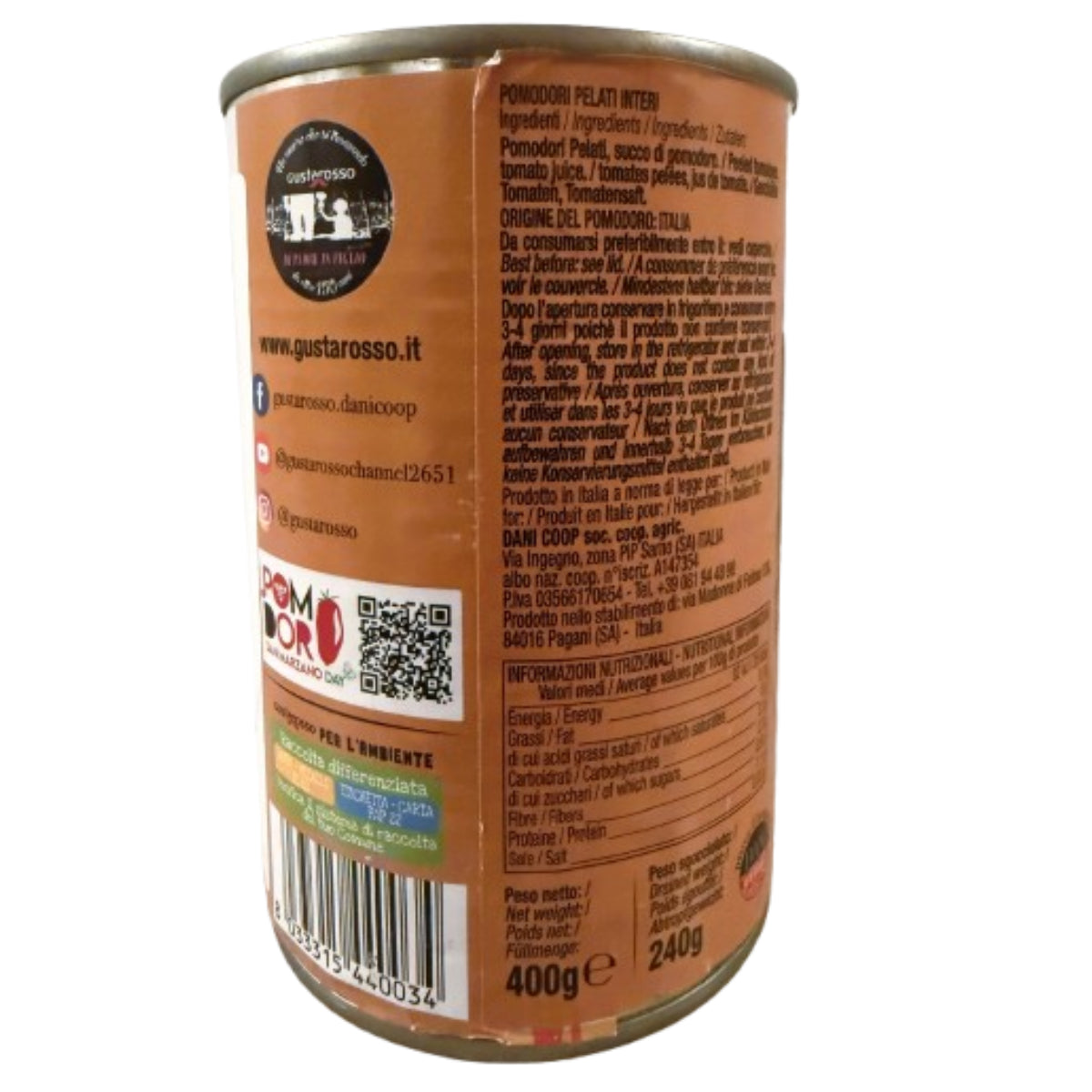 Gustarosso Whole Peeled Tomatoes – 400g